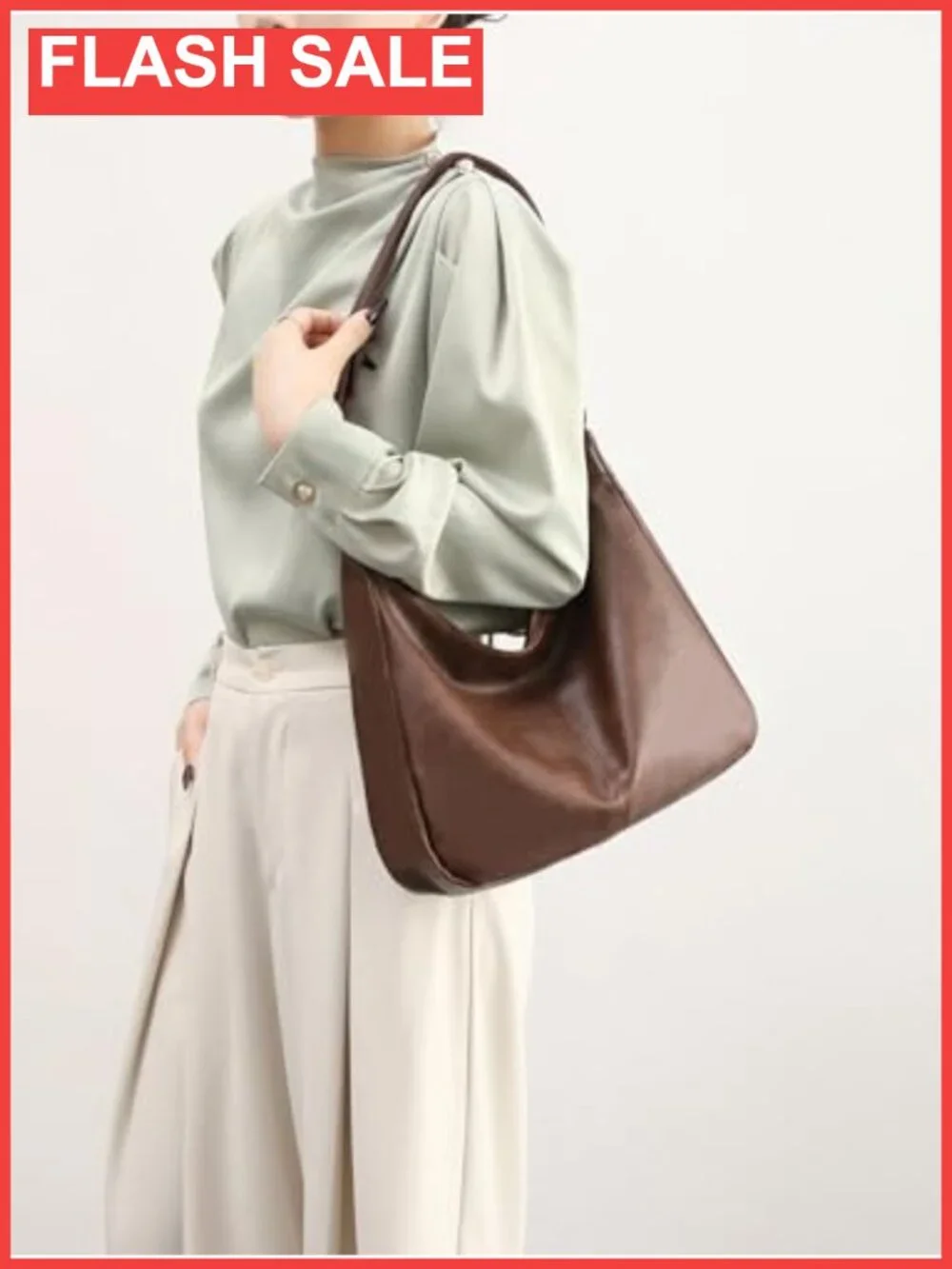 Vegan Leather Hobo Shoulder Bag Foldable Crossbody Purse Large Capacity